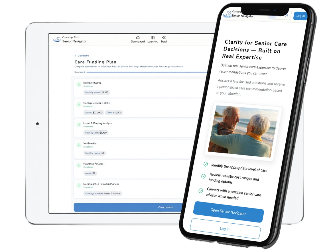 Senior Navigator app on tablet and phone